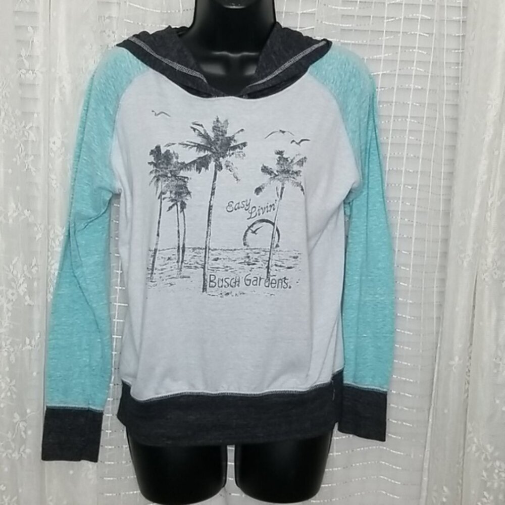 Vintage Style Florida Souvenir Busch Gardens Burn Out Hoodie Graphic Tee SzM